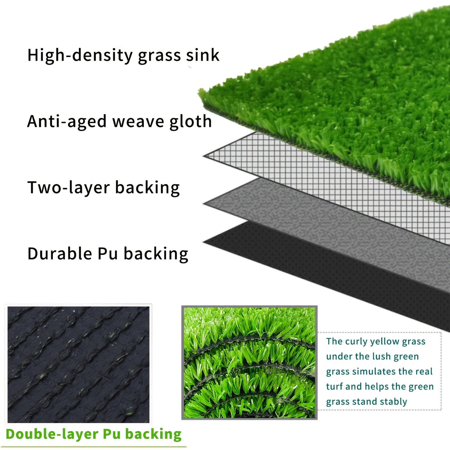 1pc 4 Feet x 8 Feet Artificial Lawn Fake Grass Deluxe Turf Synthetic Turf Thick Lawn Pet Turf Perfect for Garden Playground