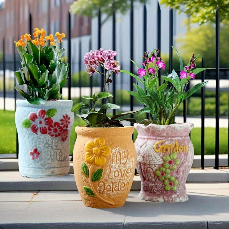 3pcs, cute little yellow chicken ceramic flower pots, pastoral style, exquisite and compact