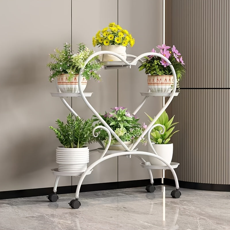 Heart-Shaped Plant Stand 6 Trays Parisian-Style Heart-Shaped Plant Stand - Ideal for Home Decor