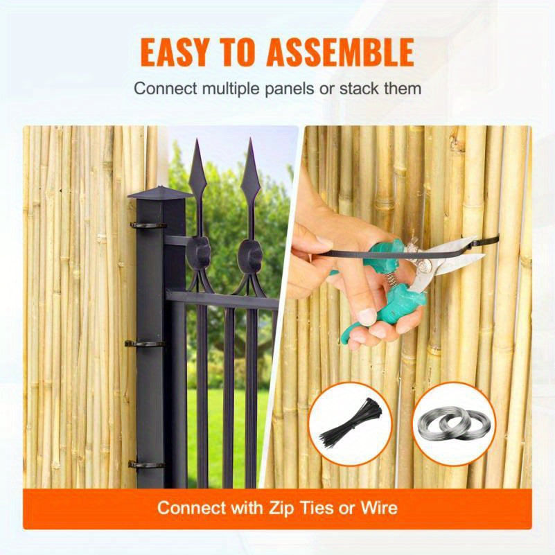 High-Quality Natural Bamboo Fence Screen - 4 Feet High, 8 Feet Long