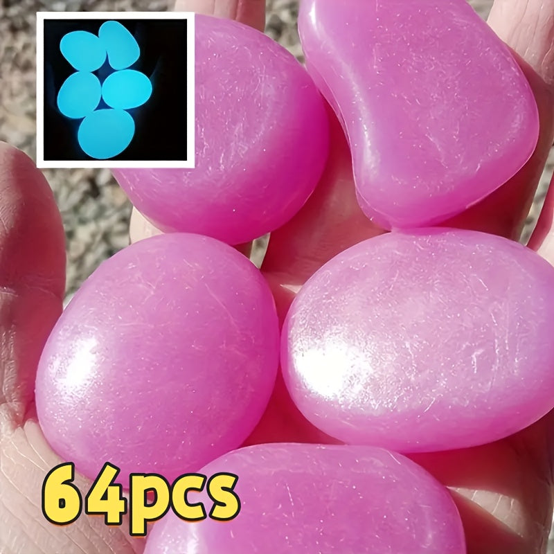 64pcs Glow in the Dark Stones - Extra Large Glow-in-the-Dark Decorations