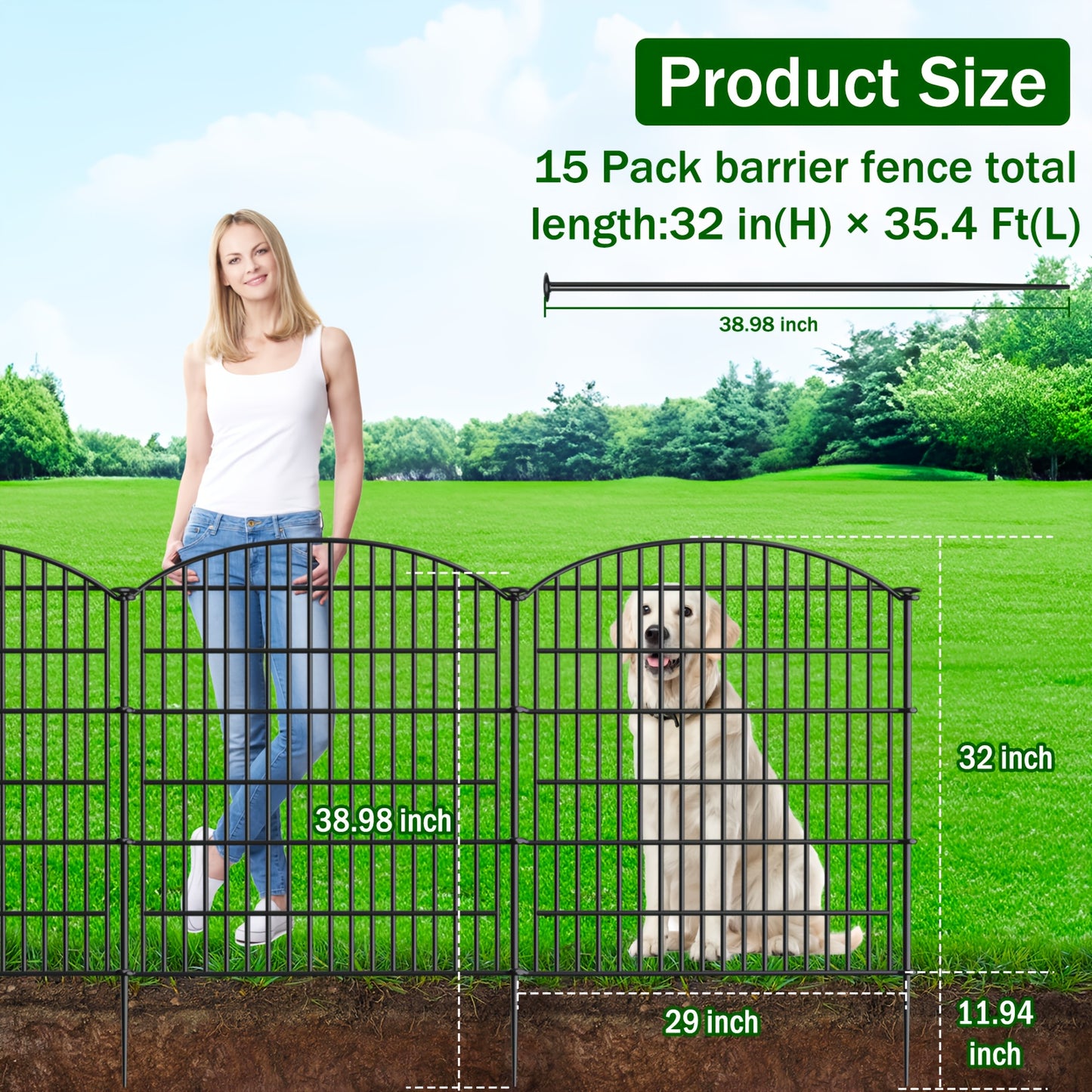 5\u002F10 Panels No Dig Decorative Outdoor Garden Fence With Gate For Yard