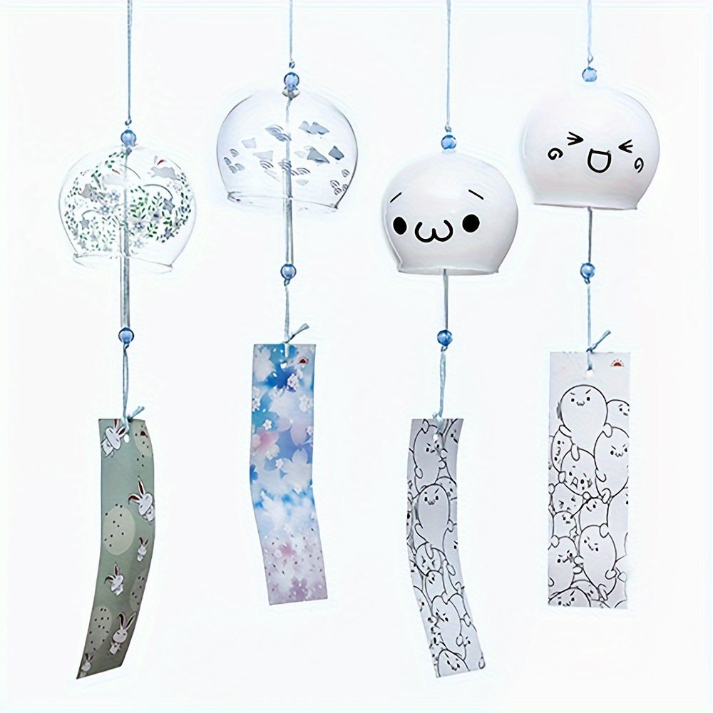 Japanese Style Cute Set of 6 Wind Chime Handmade Glass Painted Ornaments Creative Gifts for Girls and Friends on Chinese Valentine's Day Wholesale