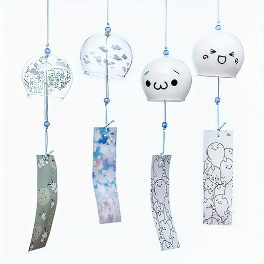 Japanese Style Cute Set of 6 Wind Chime Handmade Glass Painted Ornaments Creative Gifts for Girls and Friends on Chinese Valentine's Day Wholesale