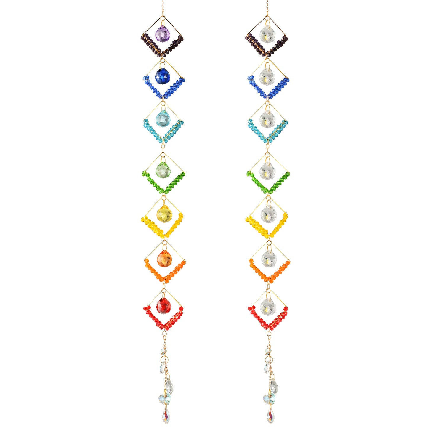 1pc Vintage Glass Seven Chakra Ball Wind Chime, Rainbow Maker