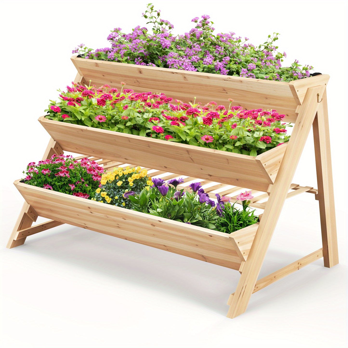 Multigot 3-tier Raised Garden Bed w\u002F2 Side Hooks Storage Shelf Garden Planter for Flowers, Garden Houses