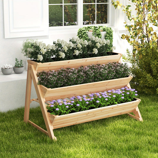Multigot 3-tier Raised Garden Bed w\u002F2 Side Hooks Storage Shelf Garden Planter for Flowers, Garden Houses