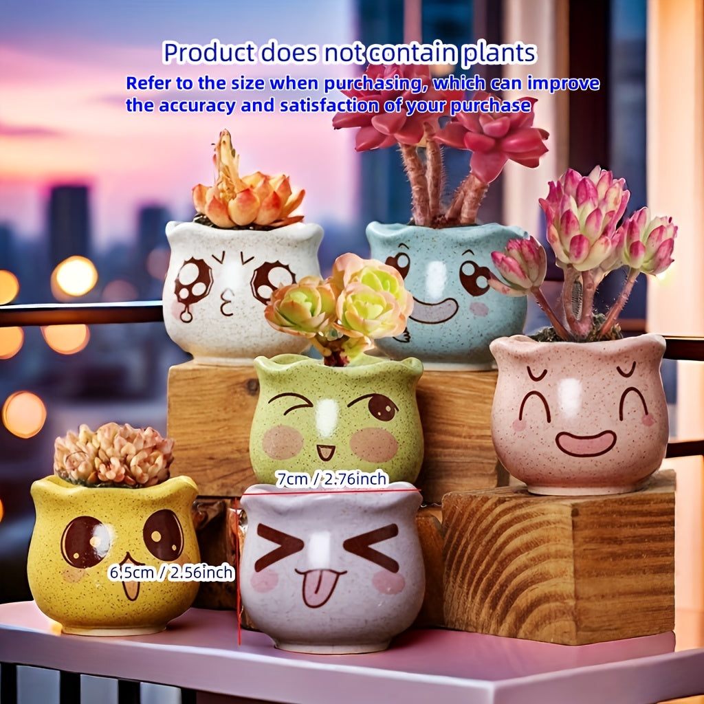 6pcs flower pots with drainage holes straight macaroons (3.15 inches)