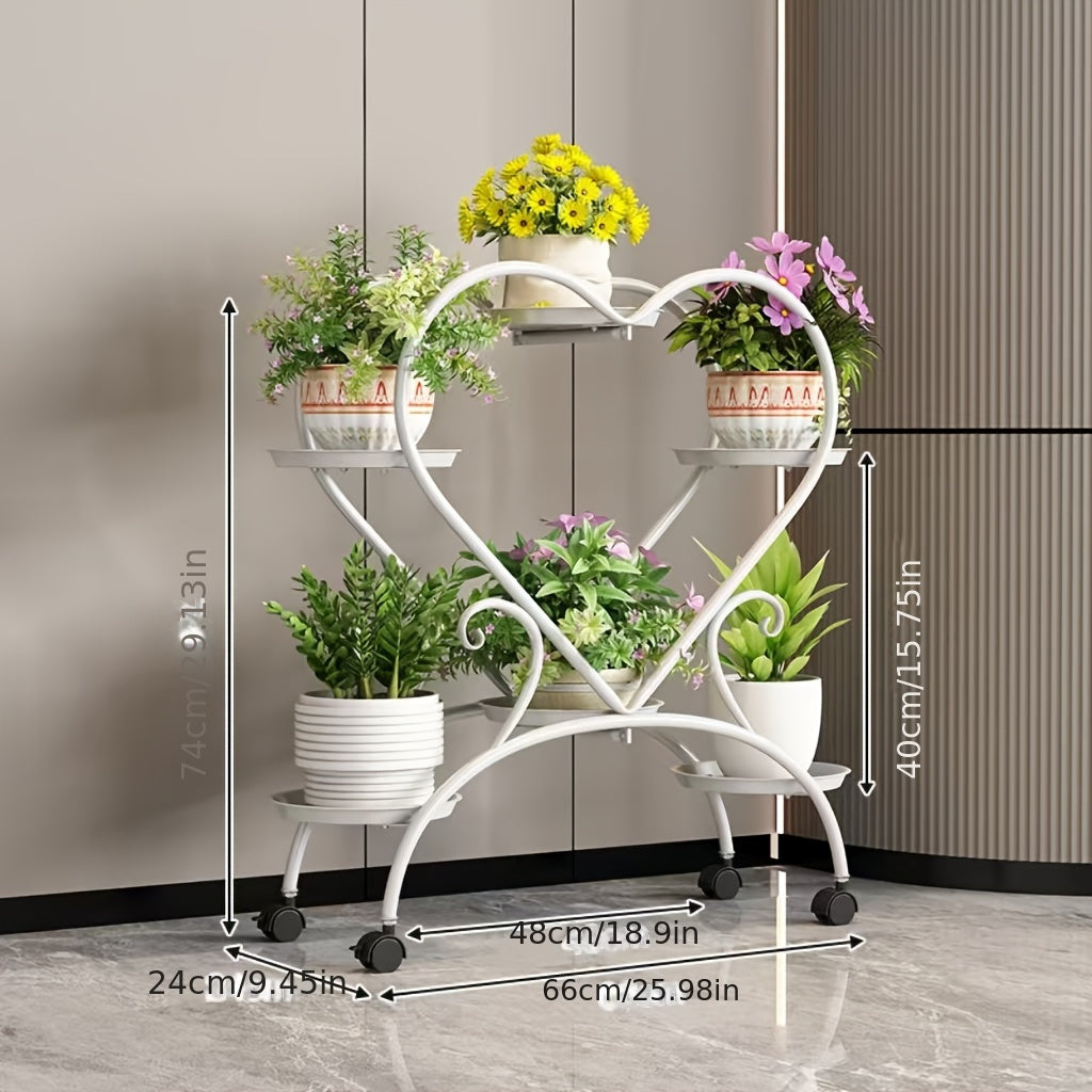 Heart-Shaped Plant Stand 6 Trays Parisian-Style Heart-Shaped Plant Stand - Ideal for Home Decor