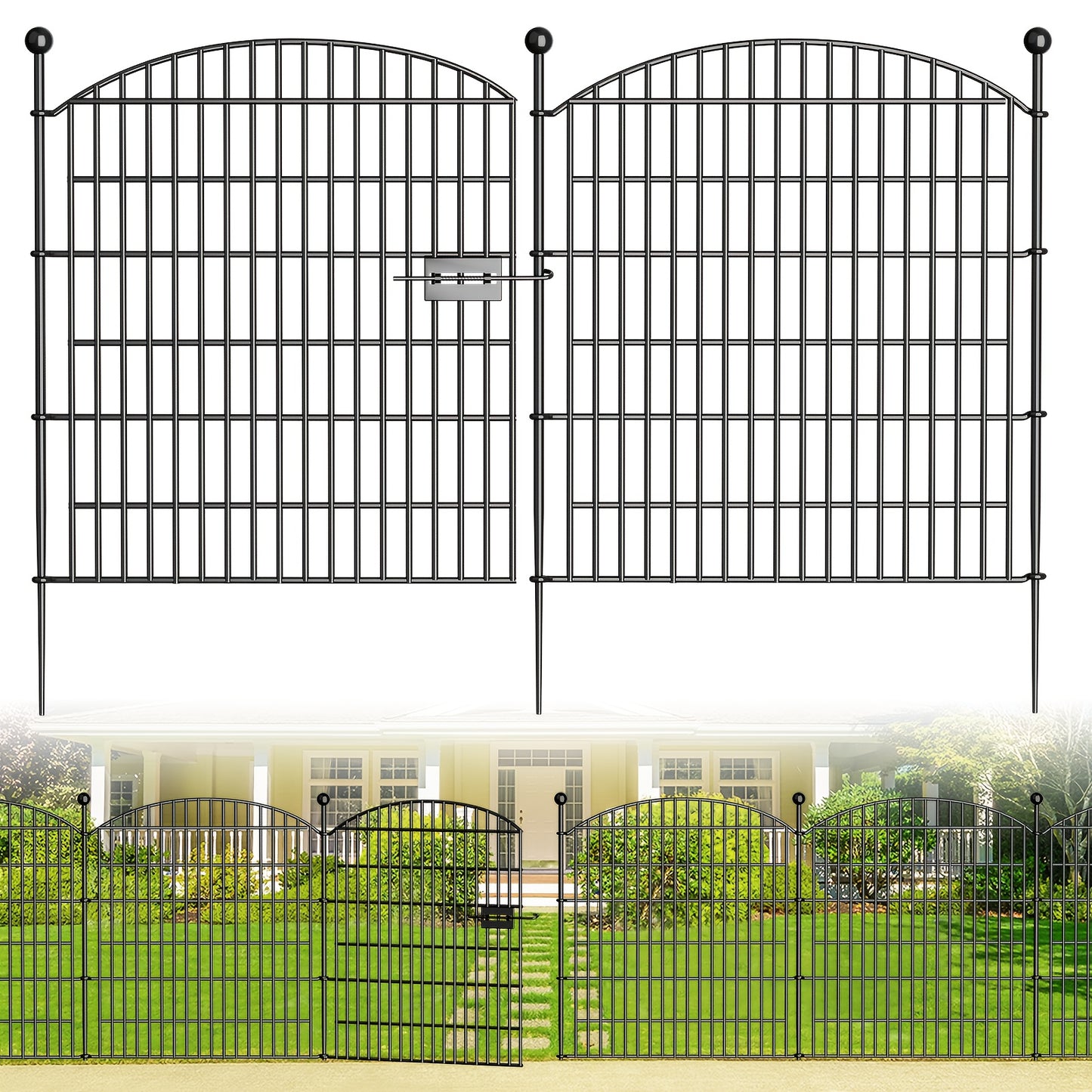 5\u002F10 Panels No Dig Decorative Outdoor Garden Fence With Gate For Yard