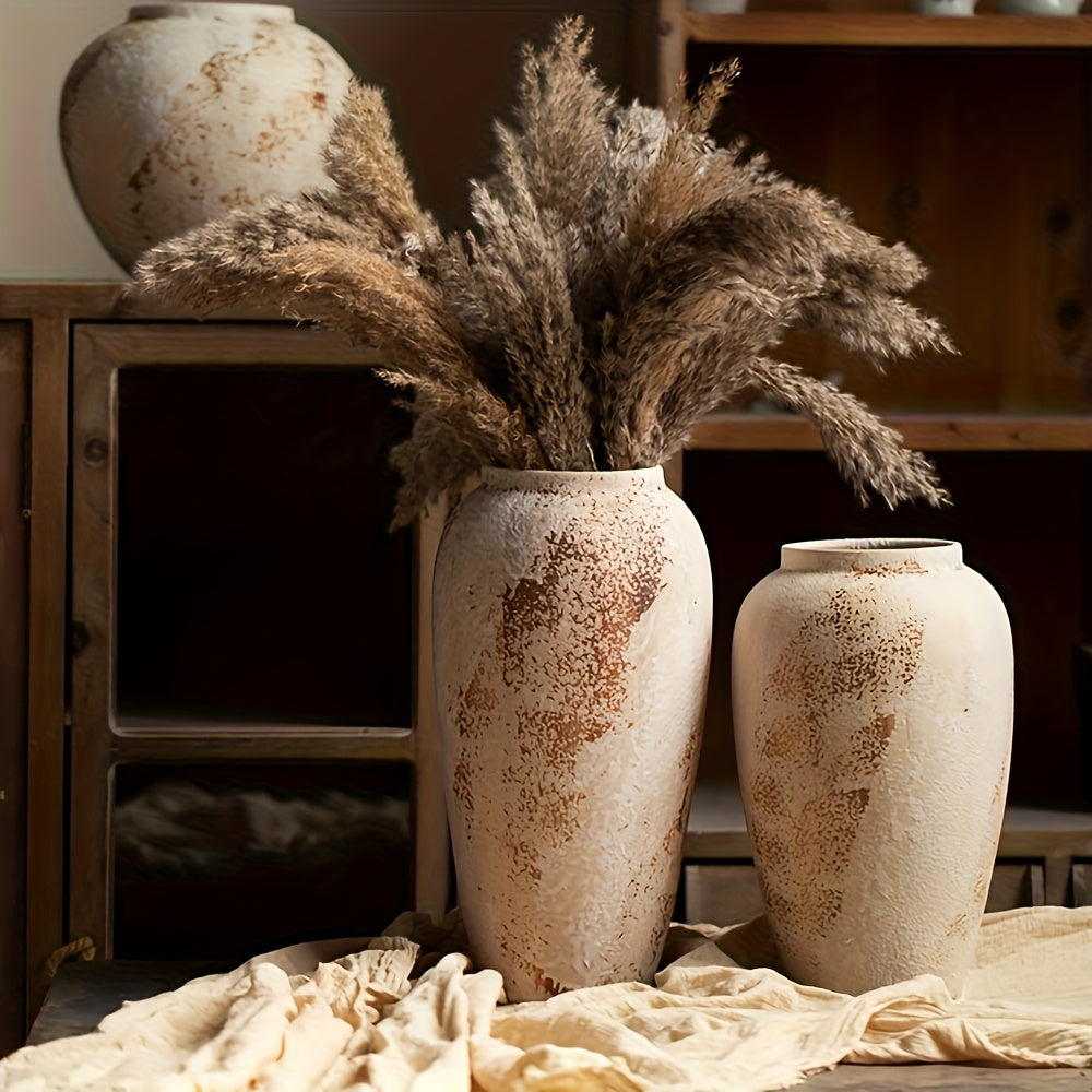 AYQW Vintage Beige & White Speckled Ceramic Planter - Elegant Floral desk or garden pot