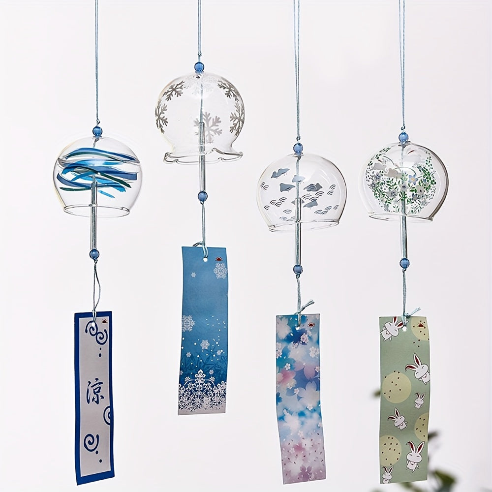 Japanese Style Cute Set of 6 Wind Chime Handmade Glass Painted Ornaments Creative Gifts for Girls and Friends on Chinese Valentine's Day Wholesale