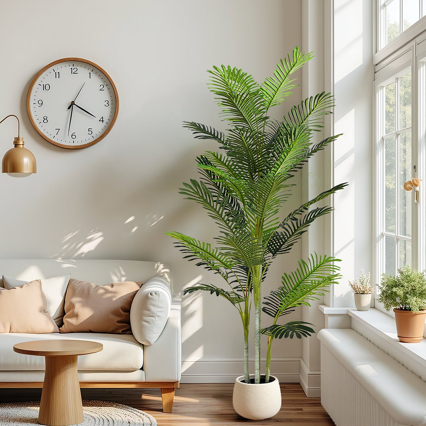 2 pieces - 78.5-inch realistic palm tree - Large indoor and outdoor decorative green plant set