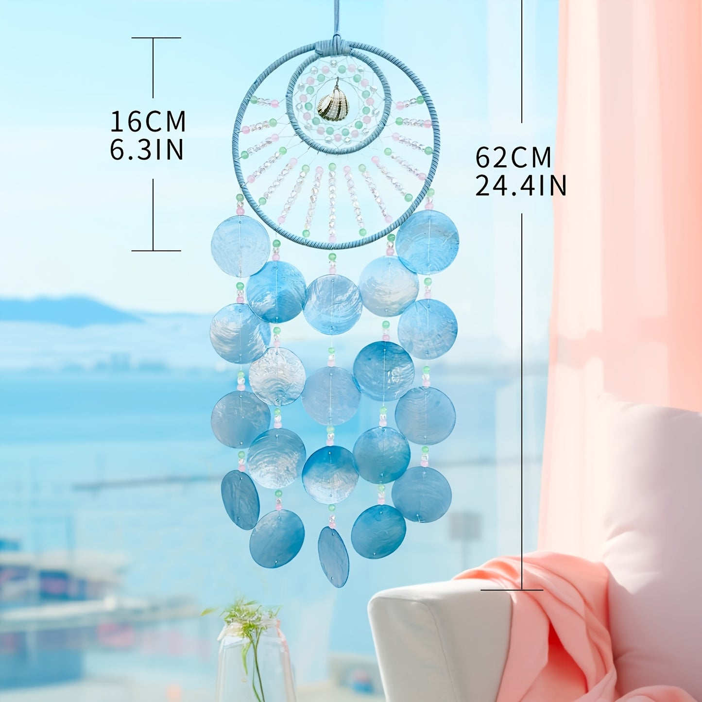 Handmade Seashell Wind Chime, Beach Scenic Spot Souvenir, Conch Craft Artwork