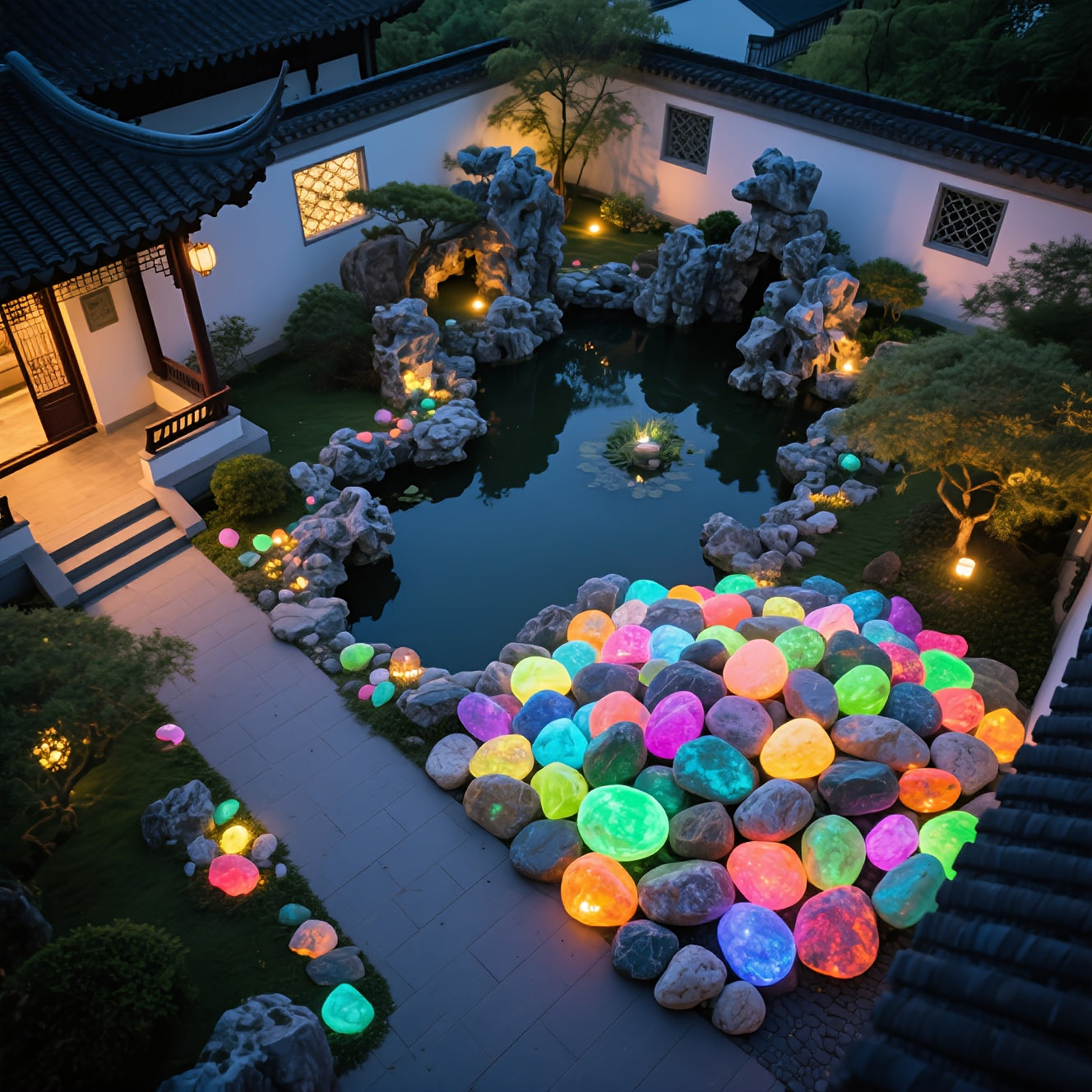64pcs Glow in the Dark Stones - Extra Large Glow-in-the-Dark Decorations