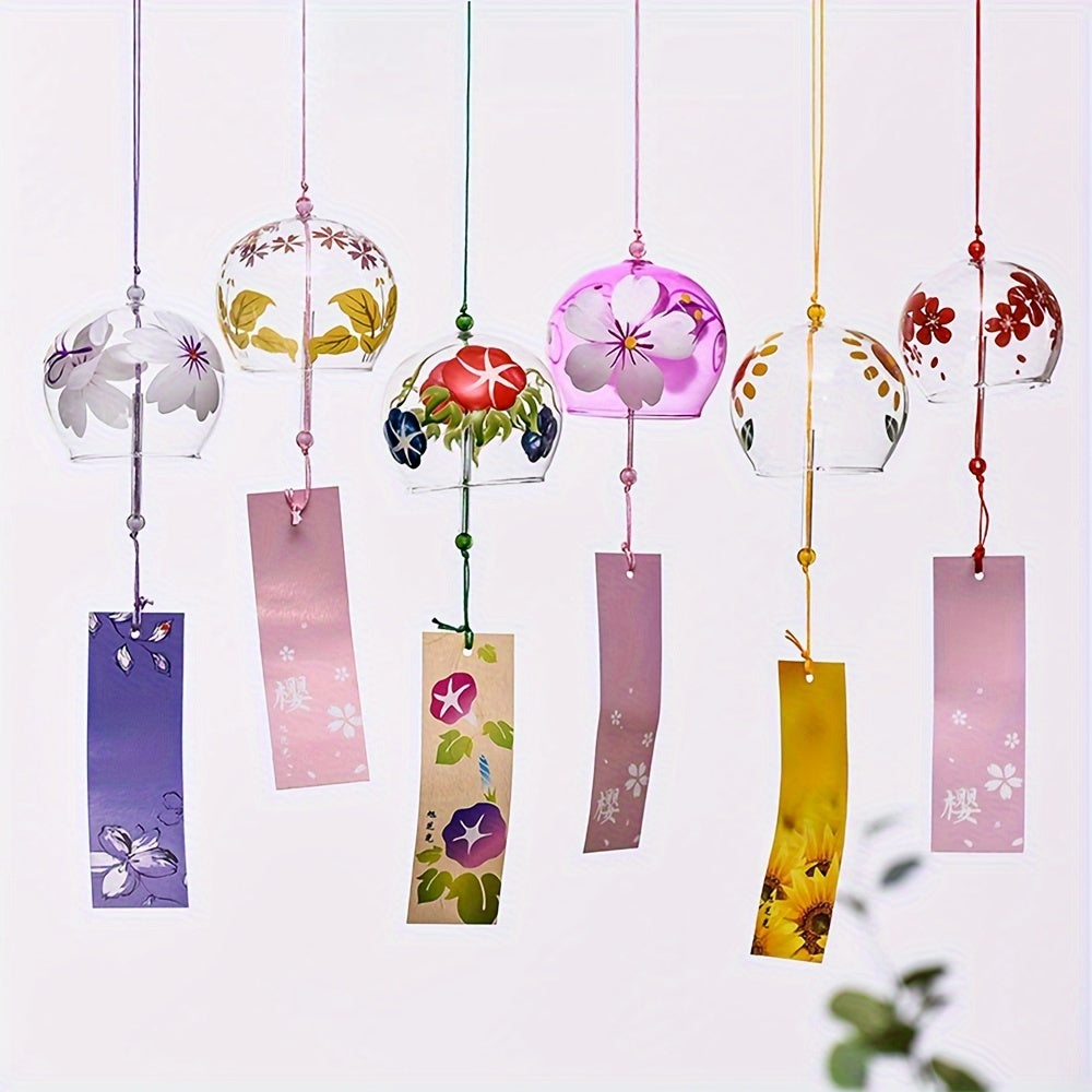 Japanese Style Cute Set of 6 Wind Chime Handmade Glass Painted Ornaments Creative Gifts for Girls and Friends on Chinese Valentine's Day Wholesale