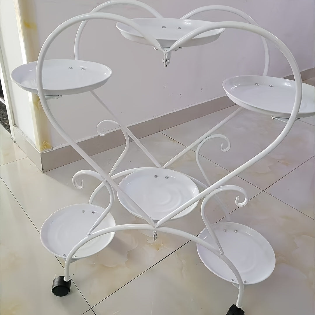 Heart-Shaped Plant Stand 6 Trays Parisian-Style Heart-Shaped Plant Stand - Ideal for Home Decor