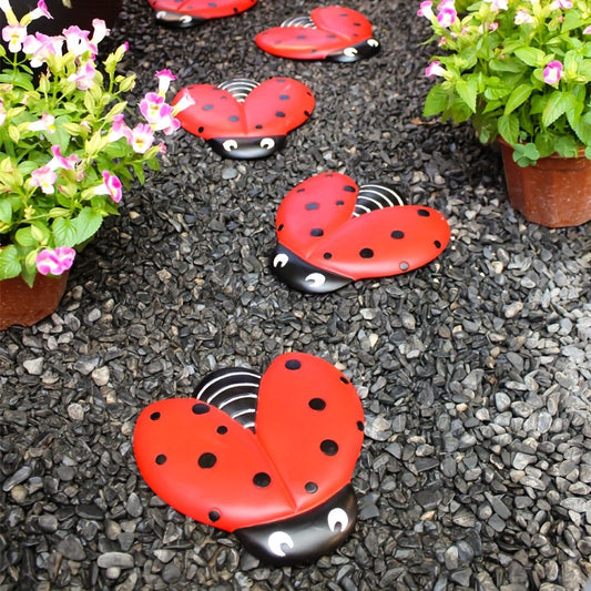 Set of 3 Ladybug Stepping Stones, Decorative Mats for Gardens