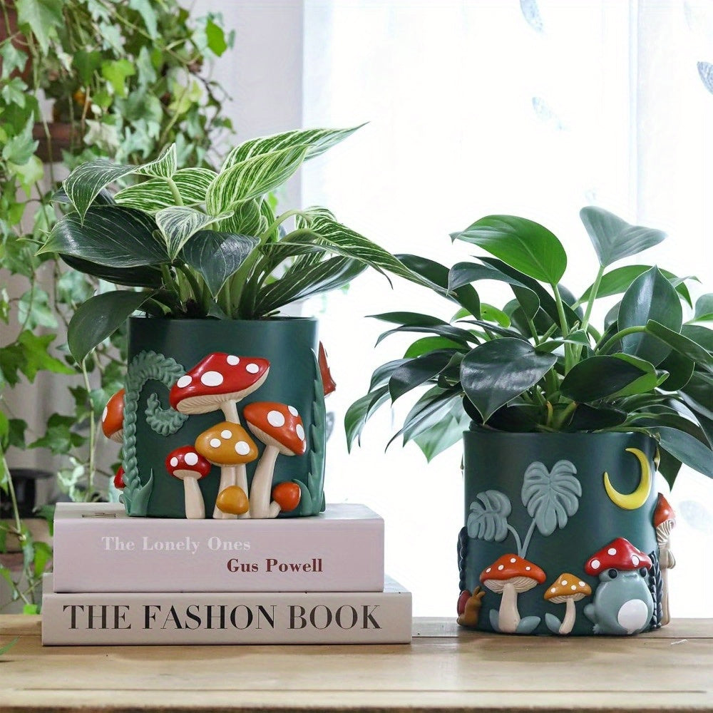 Colorful Frog Garden Planter, Cute Unique Succulent Planter with Drainage