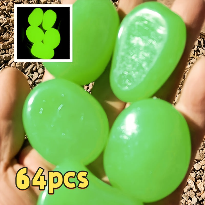 64pcs Glow in the Dark Stones - Extra Large Glow-in-the-Dark Decorations