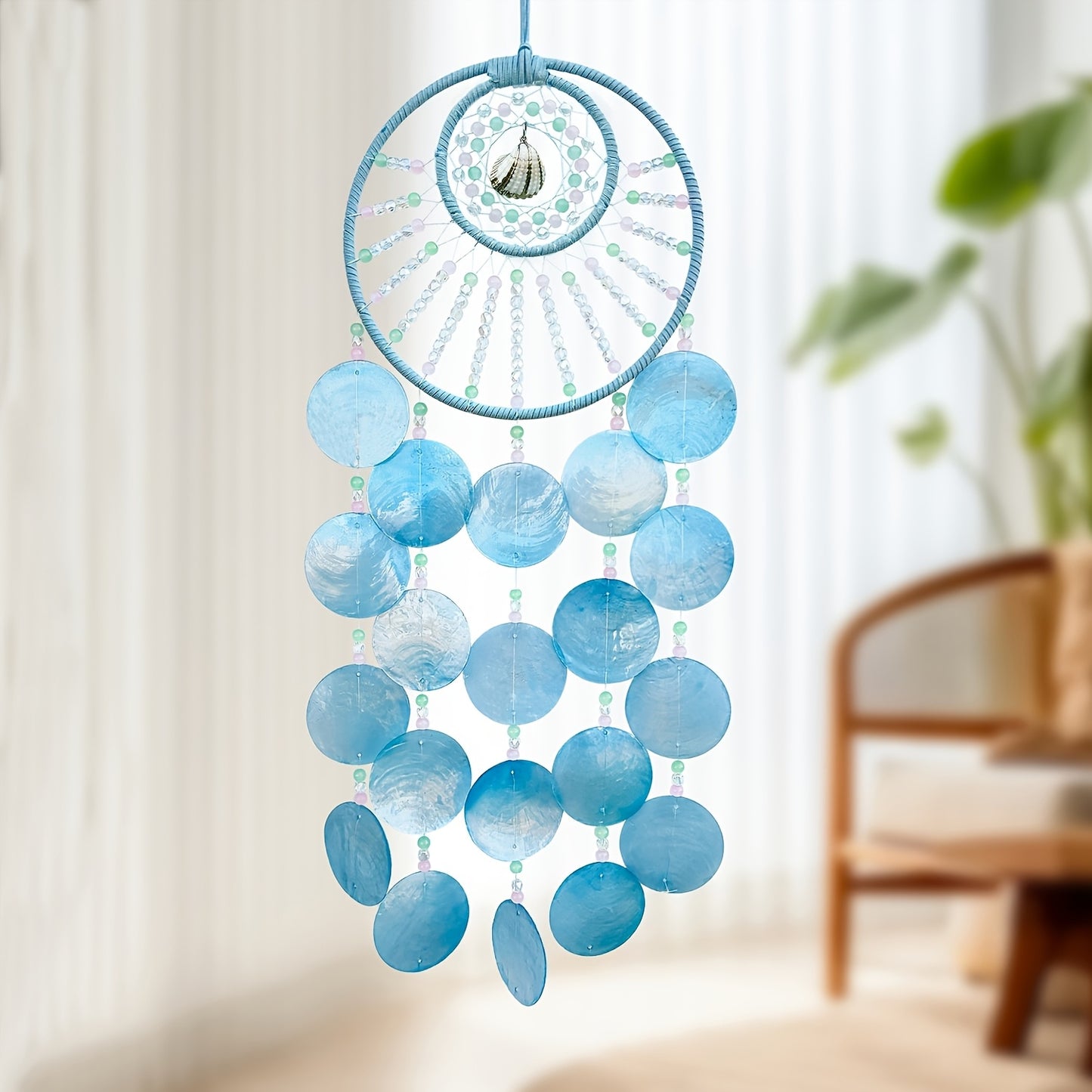 Handmade Seashell Wind Chime, Beach Scenic Spot Souvenir, Conch Craft Artwork