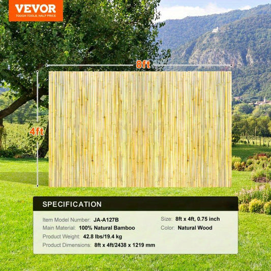 High-Quality Natural Bamboo Fence Screen - 4 Feet High, 8 Feet Long