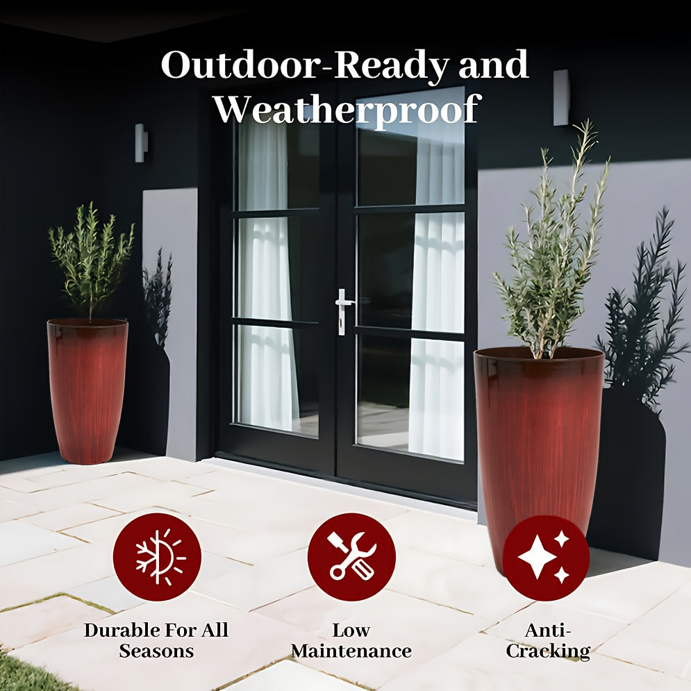 Large Red Gradient Glazed Planter 21 Inch\u002F53cm Round Large Planting Pot for Indoor and Outdoor Gardening Greenery Flower Decoration