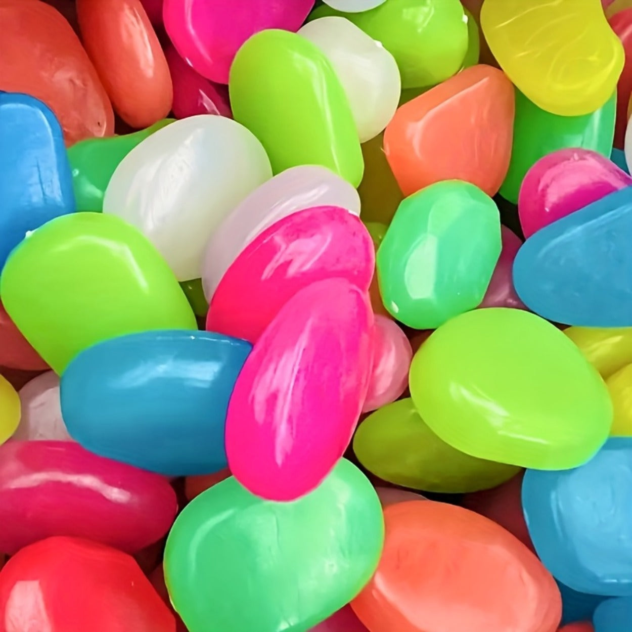 50 Extra Large Glow-in-the-Dark Pebbles - Daytime Light Absorption, Automatic Night Glow