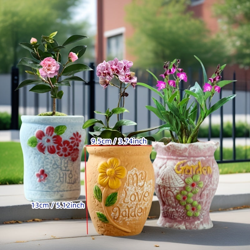 3pcs, cute little yellow chicken ceramic flower pots, pastoral style, exquisite and compact
