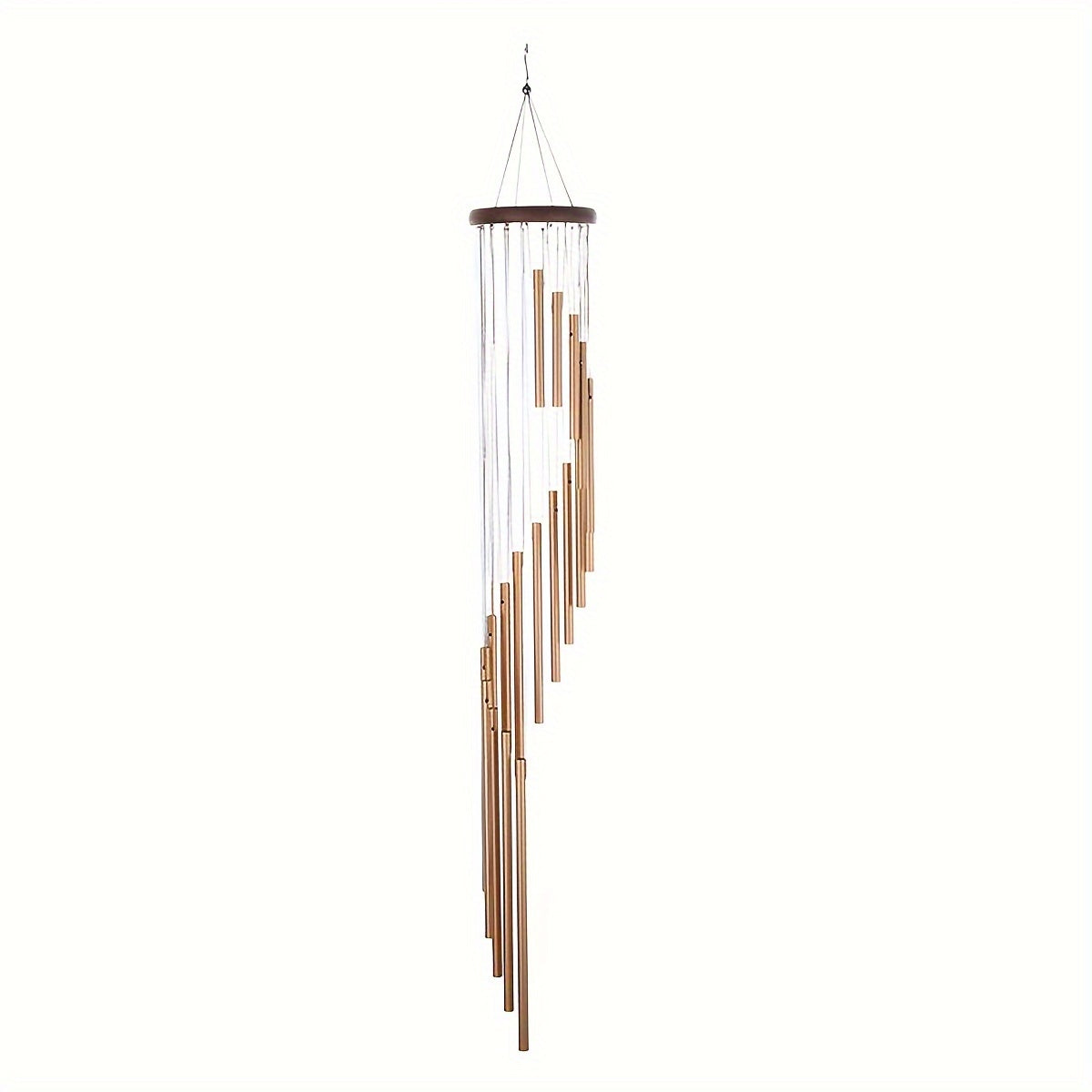 1pc New Rotating Multi-tube Metal Pine Aluminum Tube Wind Chime Hanging Decoration Creative Home Decoration Pendant 37 Inch Step by Step 18 Tubes Golden and Silvery
