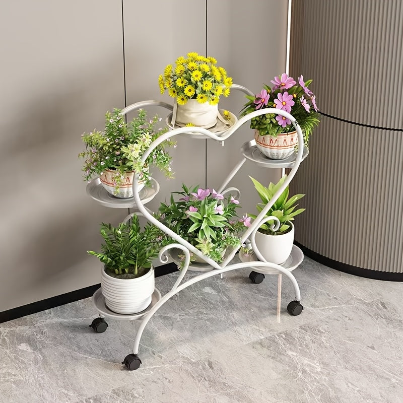 Heart-Shaped Plant Stand 6 Trays Parisian-Style Heart-Shaped Plant Stand - Ideal for Home Decor