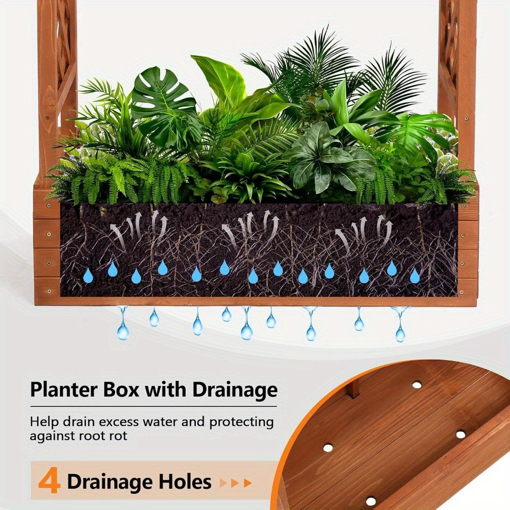 Teak Wood Raised Garden Bed with Trellis