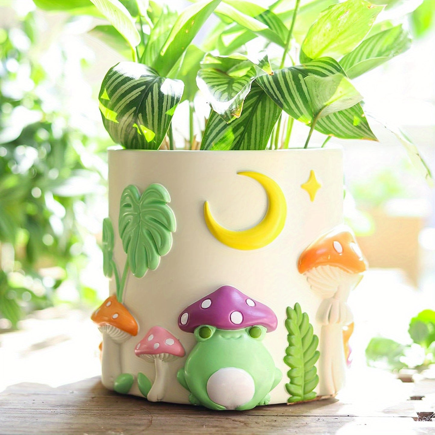 Colorful Frog Garden Planter, Cute Unique Succulent Planter with Drainage