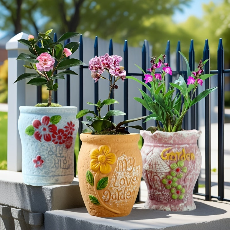 3pcs, cute little yellow chicken ceramic flower pots, pastoral style, exquisite and compact