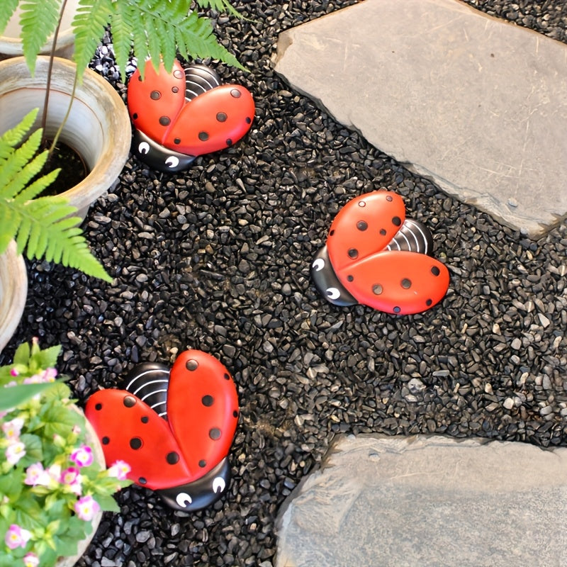 Set of 3 Ladybug Stepping Stones, Decorative Mats for Gardens