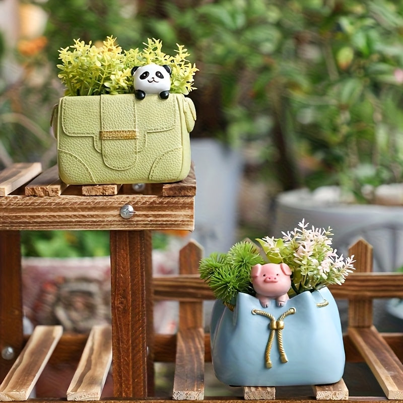 1pc Women's Handbag-Shaped Planter - Pastel Pink\u002FBlue\u002FGreen\u002F