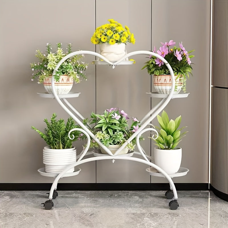 Heart-Shaped Plant Stand 6 Trays Parisian-Style Heart-Shaped Plant Stand - Ideal for Home Decor