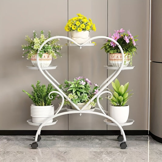 Heart-Shaped Plant Stand 6 Trays Parisian-Style Heart-Shaped Plant Stand - Ideal for Home Decor