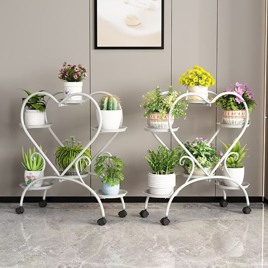 Heart-Shaped Plant Stand 6 Trays Parisian-Style Heart-Shaped Plant Stand - Ideal for Home Decor