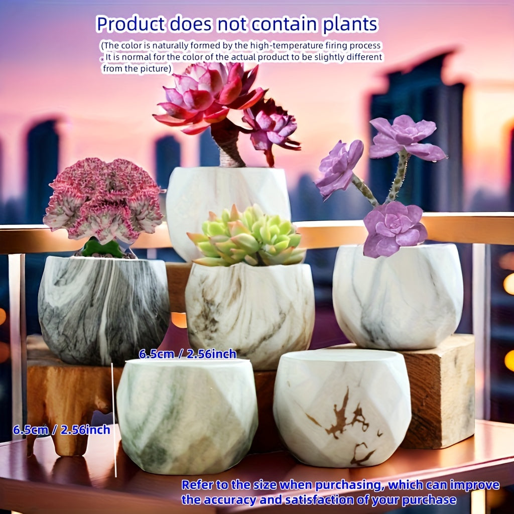 6pcs flower pots with drainage holes straight macaroons (3.15 inches)