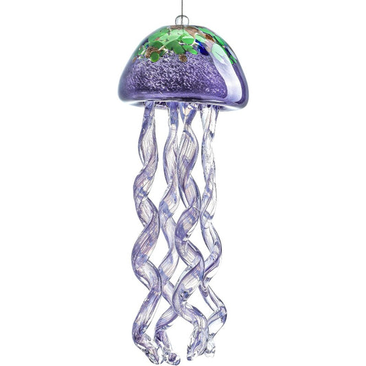 Purple Blown Glass Jellyfish Wind Chime Sea Glass Wind Chimes for Outside Jellyfish Wind Chimes Outdoor Sea Glass Decor for Patio Garden Balcony Porch 14in