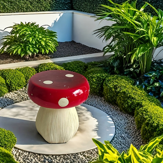 Mushroom Stool - Weather Resistant Indoor and Outdoor Garden Decoration for Deck
