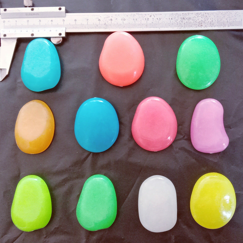 50 Extra Large Glow-in-the-Dark Pebbles - Daytime Light Absorption, Automatic Night Glow
