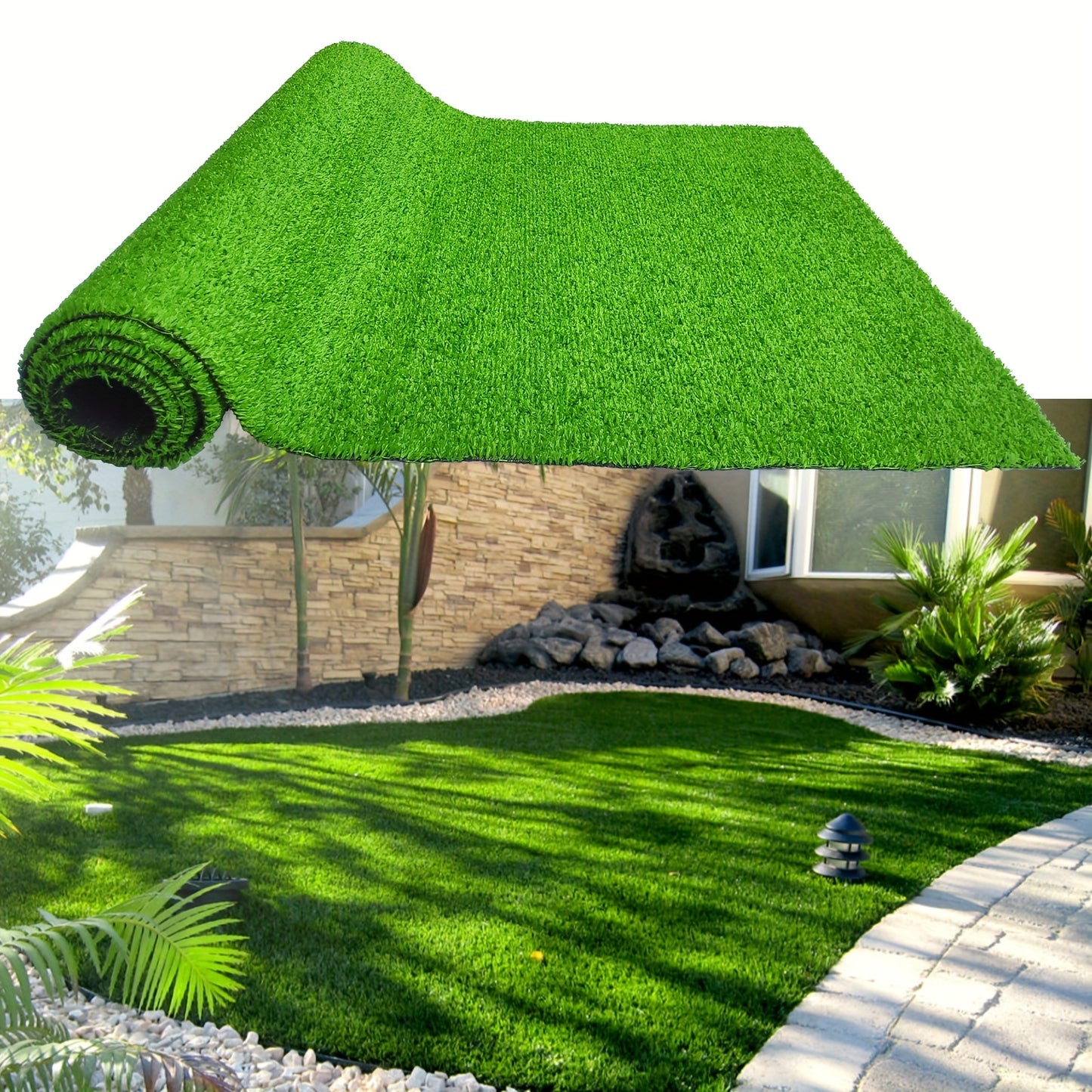 1pc 4 Feet x 8 Feet Artificial Lawn Fake Grass Deluxe Turf Synthetic Turf Thick Lawn Pet Turf Perfect for Garden Playground