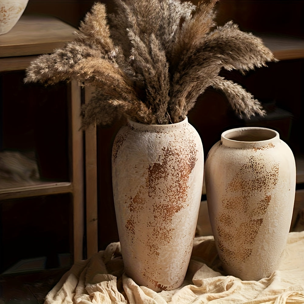 AYQW Vintage Beige & White Speckled Ceramic Planter - Elegant Floral desk or garden pot