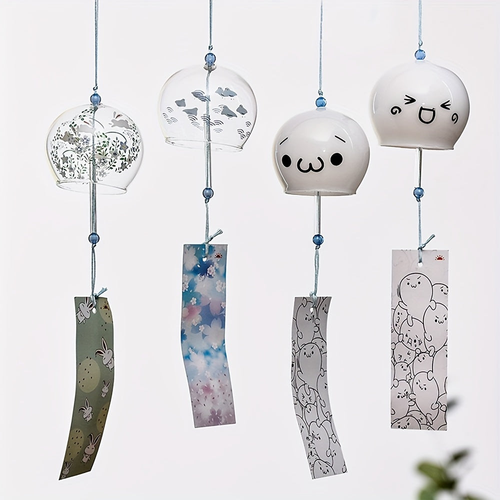 Japanese Style Cute Set of 6 Wind Chime Handmade Glass Painted Ornaments Creative Gifts for Girls and Friends on Chinese Valentine's Day Wholesale