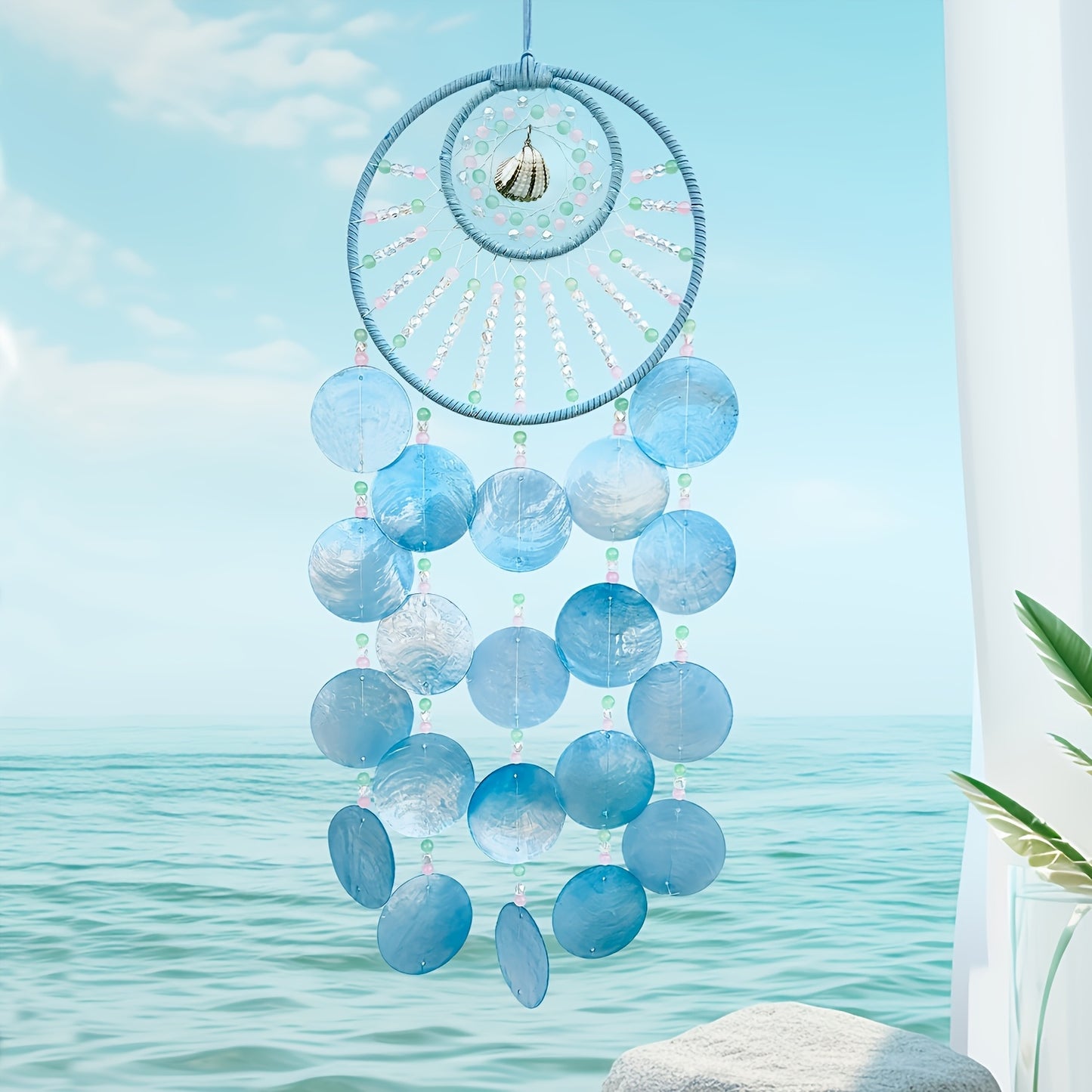 Handmade Seashell Wind Chime, Beach Scenic Spot Souvenir, Conch Craft Artwork