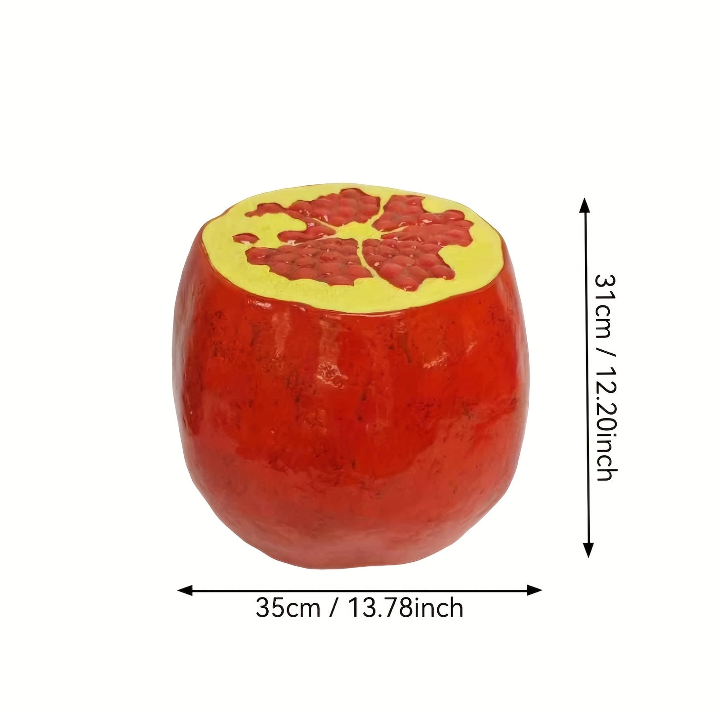 1pc Large 13.8-Inch Realistic Red Pomegrananus Stool - Heavy-Duty Resin Construction