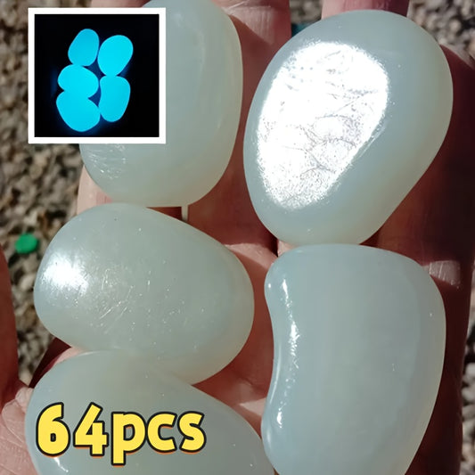 64pcs Glow in the Dark Stones - Extra Large Glow-in-the-Dark Decorations