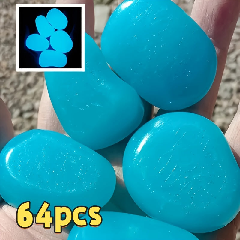 64pcs Glow in the Dark Stones - Extra Large Glow-in-the-Dark Decorations